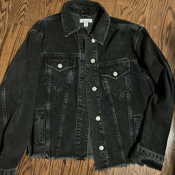 Top Shop Black Denim jacket - size US 4 - Picture 1 of 2